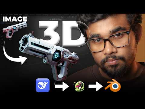 Convert any 2d images into 3d model using AI [ FREE ] | DeepSeek + Meshy.ai + Hunyuan3D + Blender