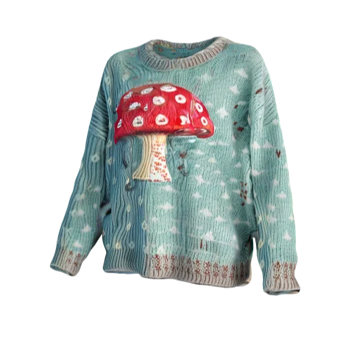 Cozy sweater with stylish mushroom pattern